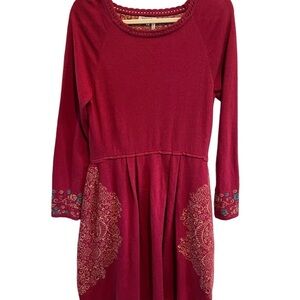 IVKO Wool Knit Dreas Floral Motif Ling Sleeve Sz 42 / 12 US